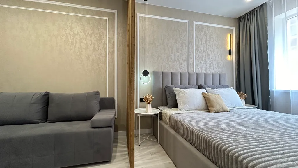 Дизайнерская стильная двушка, 5 раздельных мест с двумя кроватями