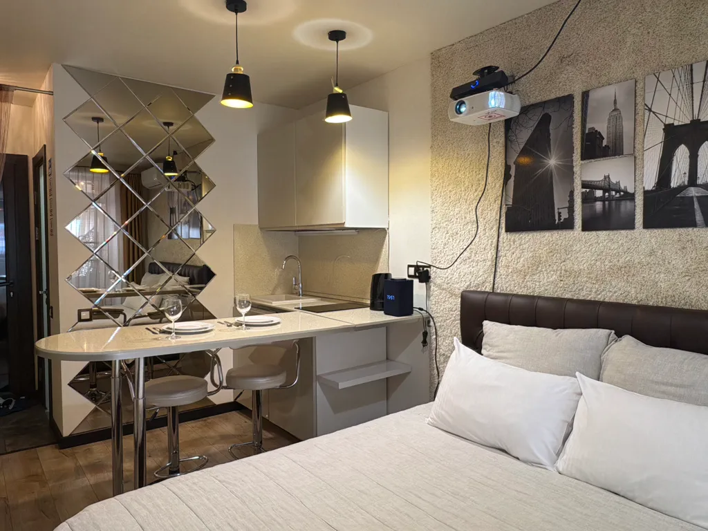 Студия Америка с кинотеатром, террасой и кухней