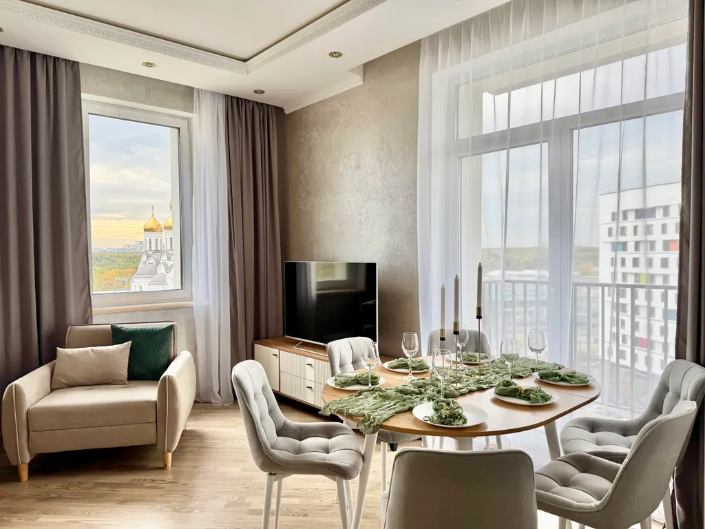 Квартира 4-комнатная квартира с видом на ВДНХ, Останкинскую башню, 84м, 7 кроватей — Москва