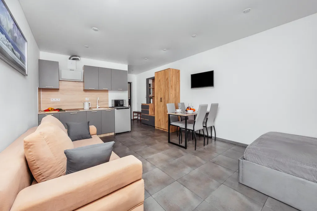 Квартира Квартира Уютная студия с балконом на четверых с кухней — Сириус