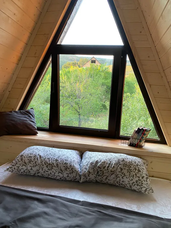 Стильный домик Aframe с баней и бассейном