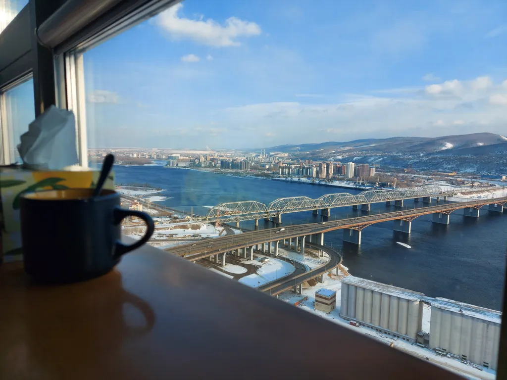 Квартира с сауной и шикарным видом на Енисей