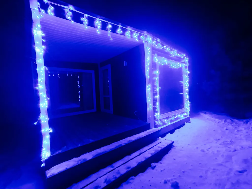 Дом с мангалом и окнами в лес