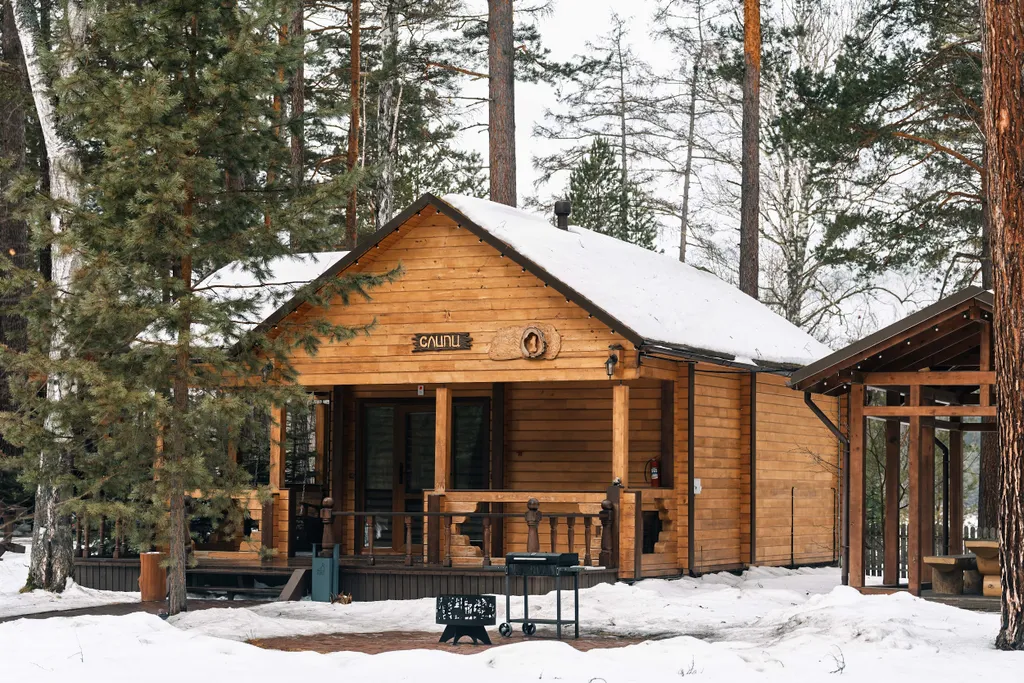 Уютный дом Слипи с видом на лес, террасой и беседкой