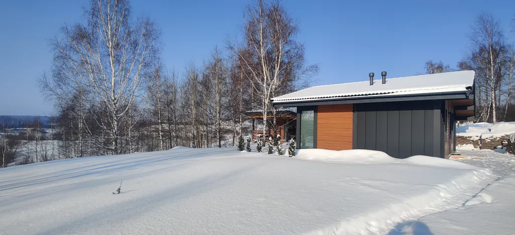 Панорамный дом с баней