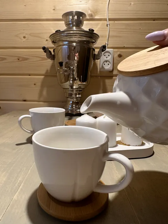 Дом в лесной сказке с видом на закат