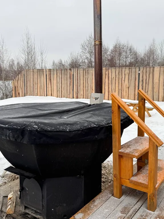 Большой а-фрейм с панорамной сауной и ванной