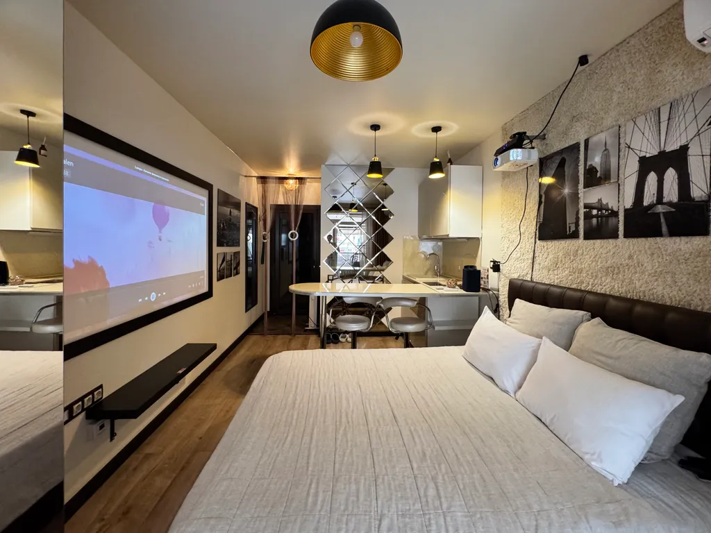 Студия Америка с кинотеатром, террасой и кухней