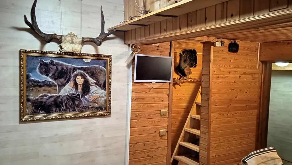 Охотничий дом с медведем на Ладоге