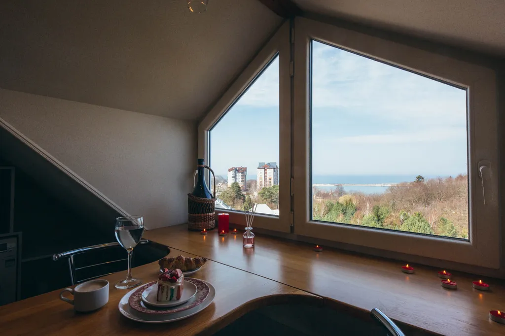 Очаровательная мансарда в центре Пионерского курорта с видом на море