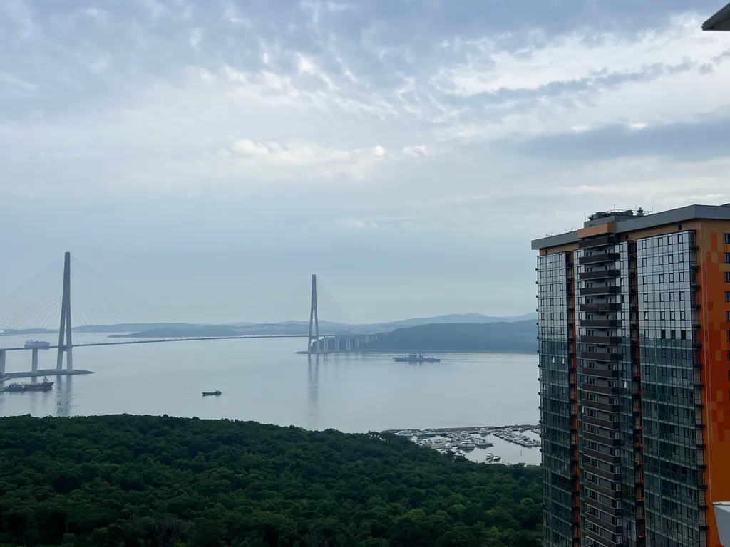 Апартамент с дизайнерским ремонтом с роскошным видом на Русский мост