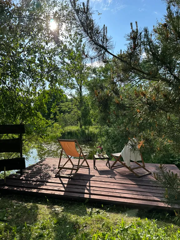 Экодом из вековой сосны с прудом и 7-м бассейном в 23 км от Минска