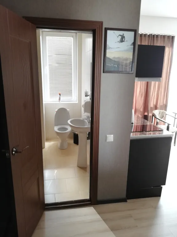 Студия с видом на горы и балконом