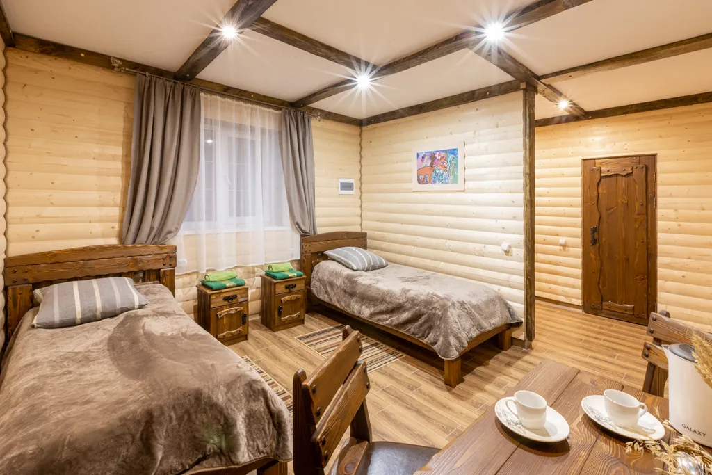 Двухкомнатный семейный одноэтажный дом с двумя ванными комнатами