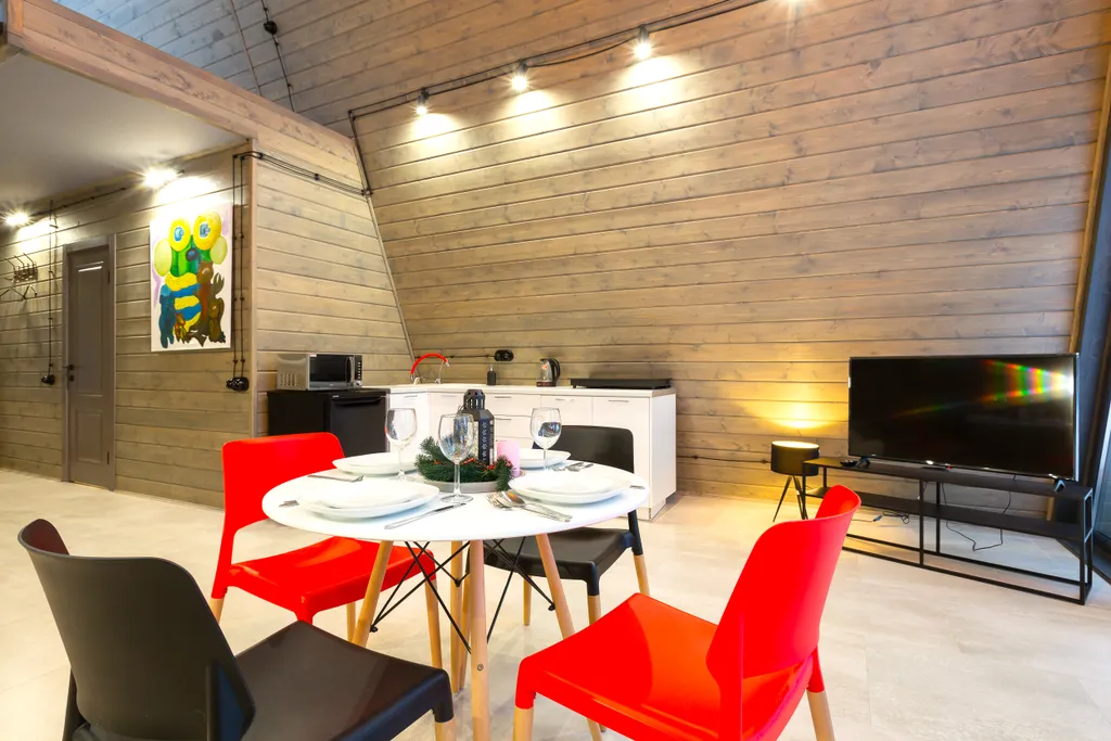 Домик A-Frame с купелью и баней 100 м2