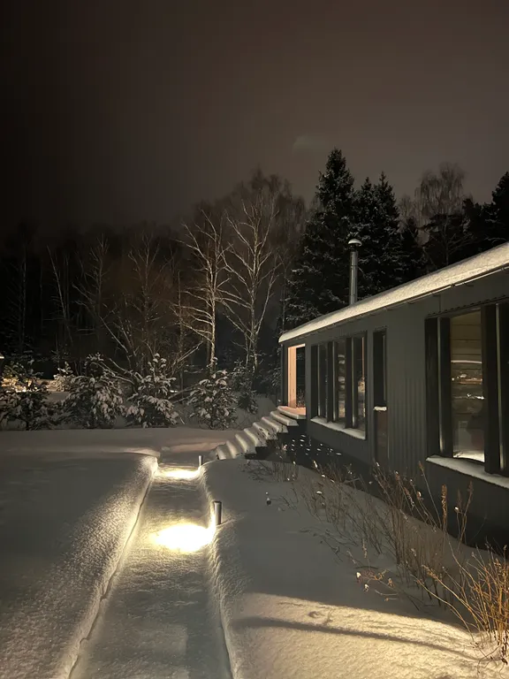 Дача в лесу с панорамными окнами