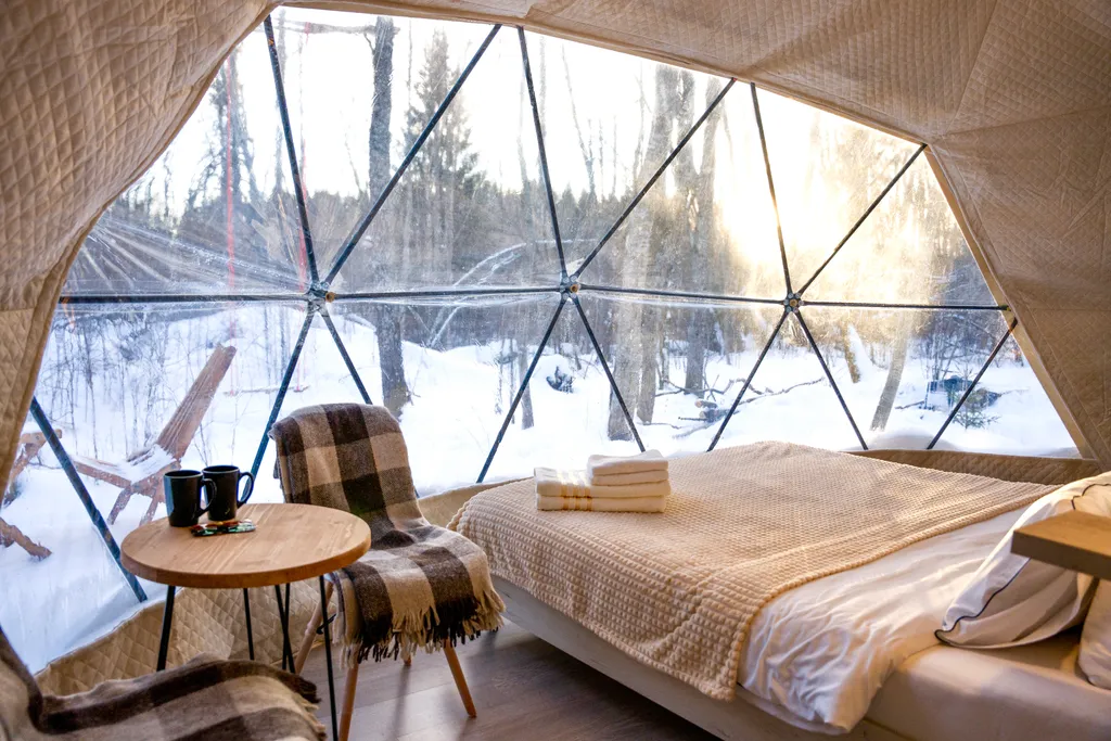 Панорамный всесезонный купол с видом в лес