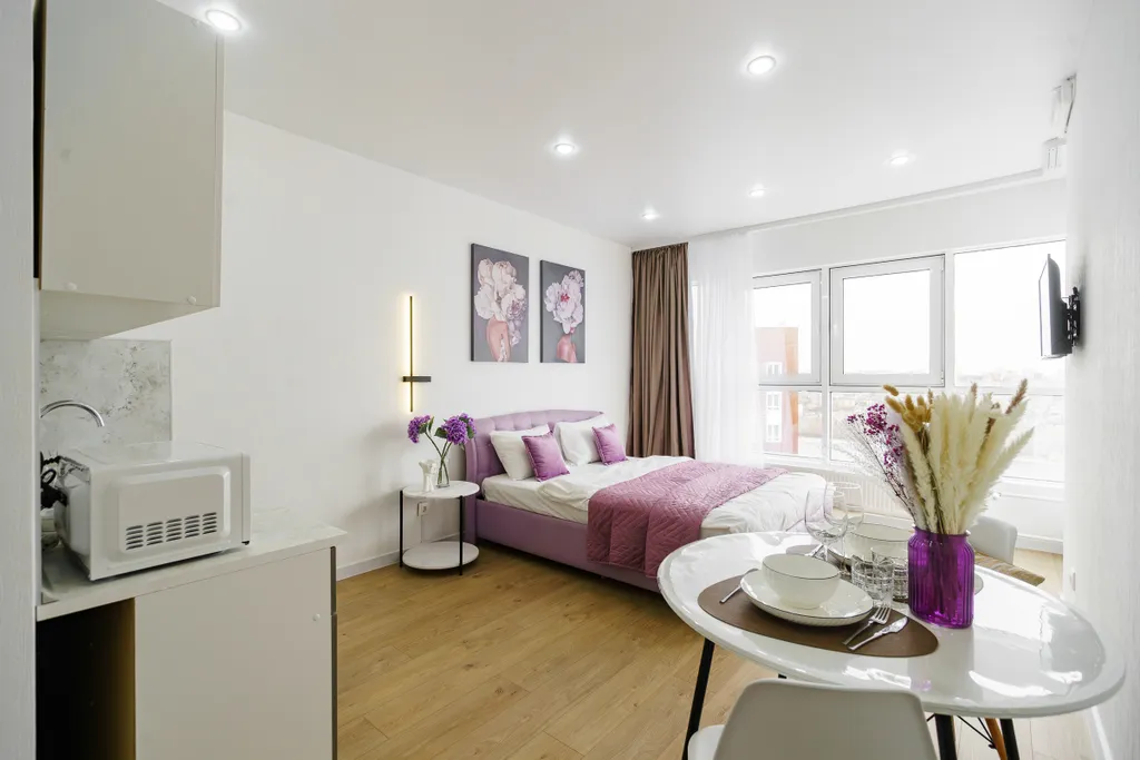 Студия на 24 этаже с панорамным видом на реку в ЖК Аквамарин