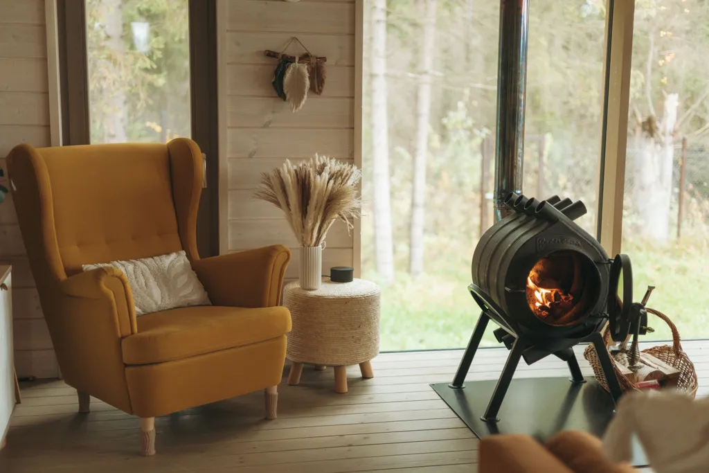 Дом с баней и чаном у воды и леса бохо