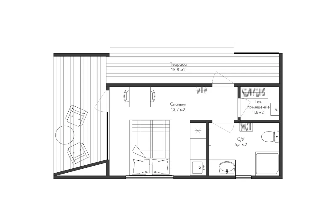 1-комнатный Дом