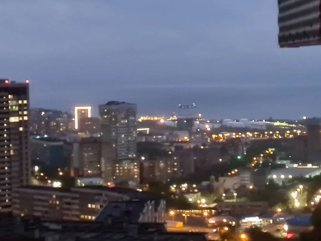 Красивая студия с видом на Золотой мост, город, море