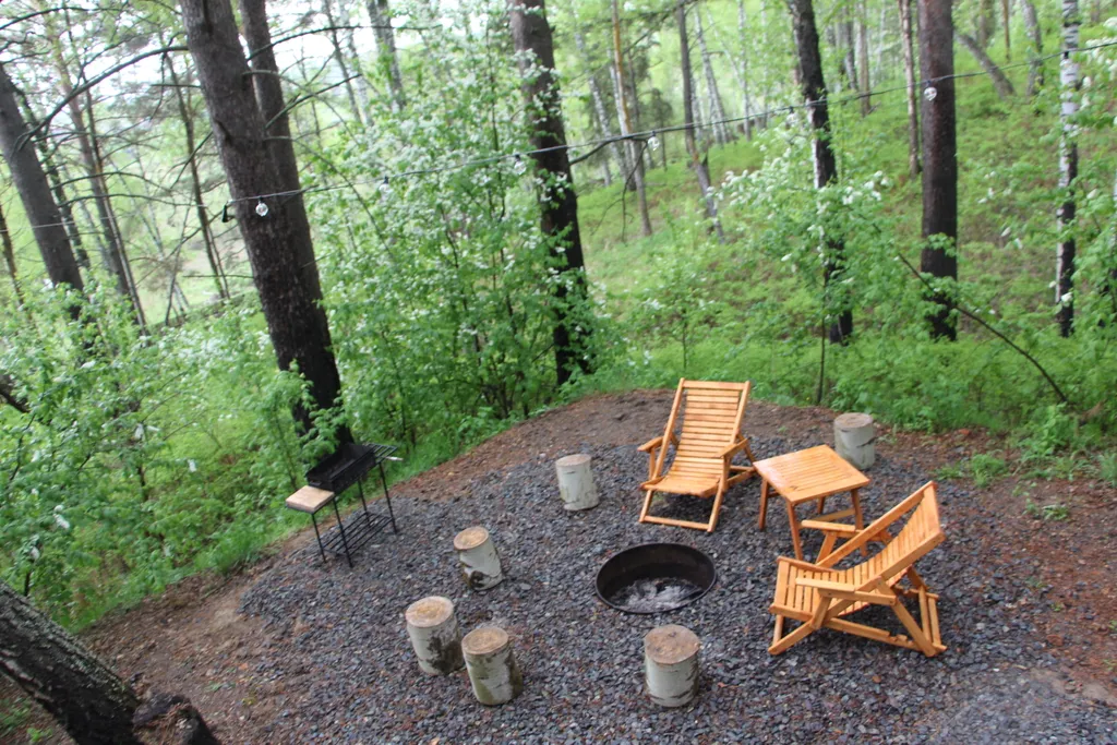 Уютный домик Синий A-Frame с террасой