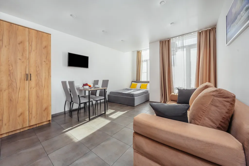 Квартира Квартира Уютная студия с балконом на четверых с кухней — Сириус