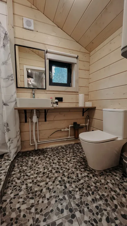 Шале в глэмпинге Лесариум с купелью и мангалом