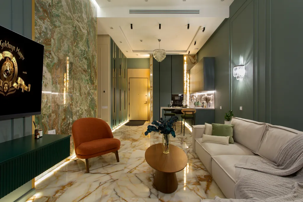 Редкий Пентхаус-формат на 64 этаже, оникс, подсветка, панорамные окна