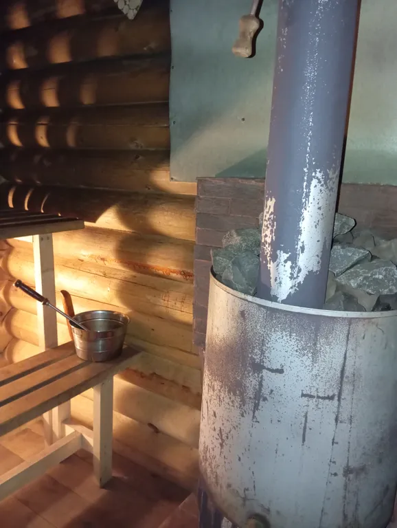 Меличуярви дом из бревна с сауной на берегу озера у самого леса