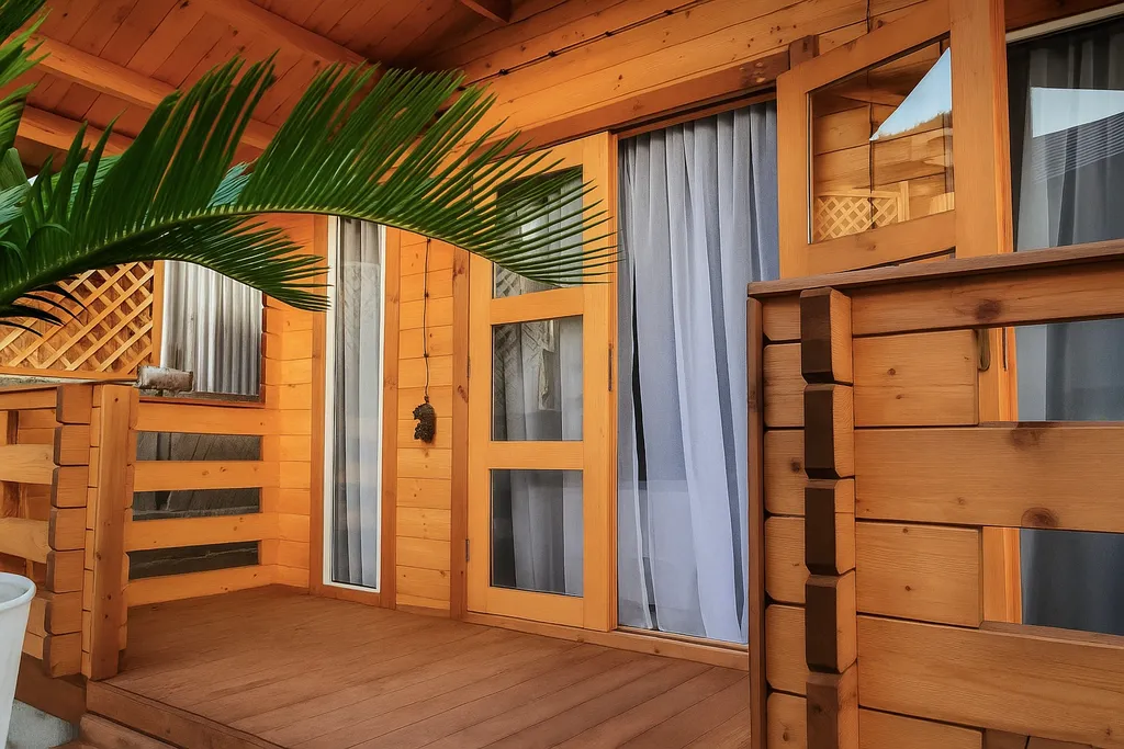 Эко-домик у моря на белых скалах