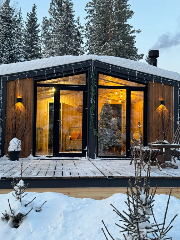 Уютный домик с видом на лес с баней и купелью