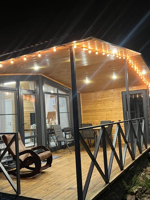 Дом 70m2 — чан, кухня, панорамные окна с видом на горы