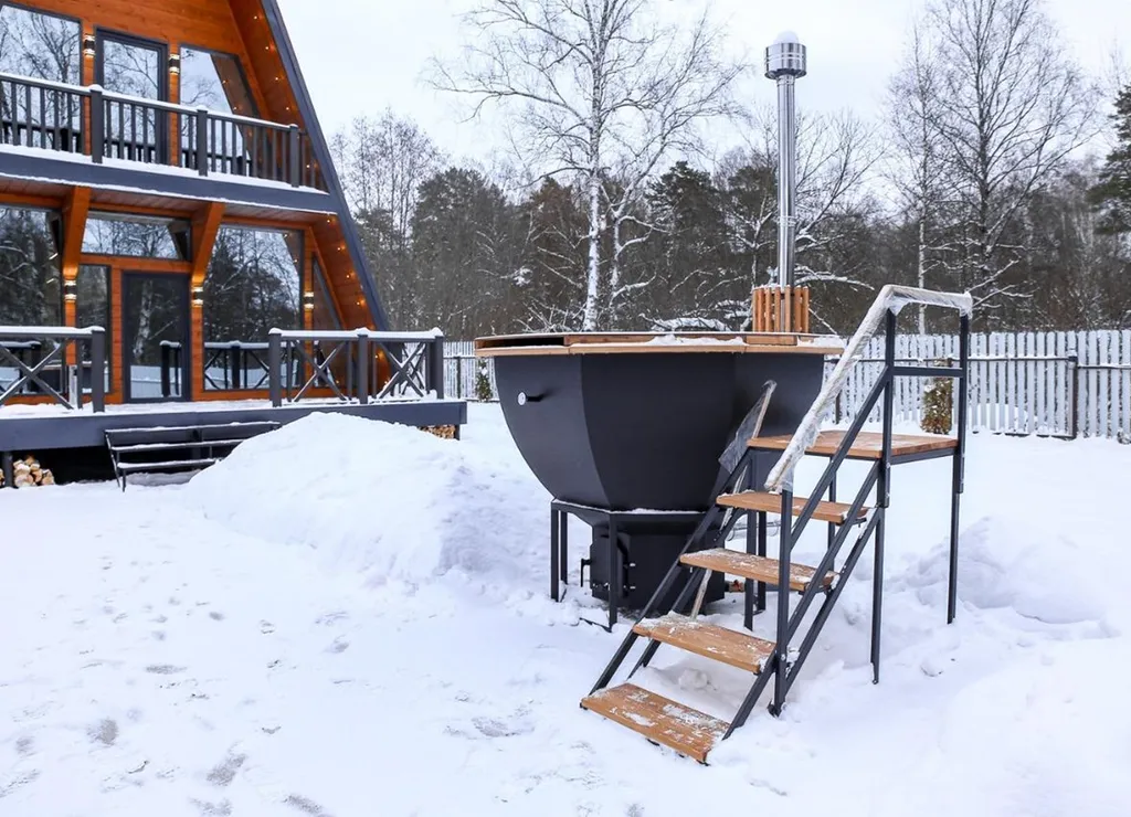 Большой дом a-frame в-небо с бассейном