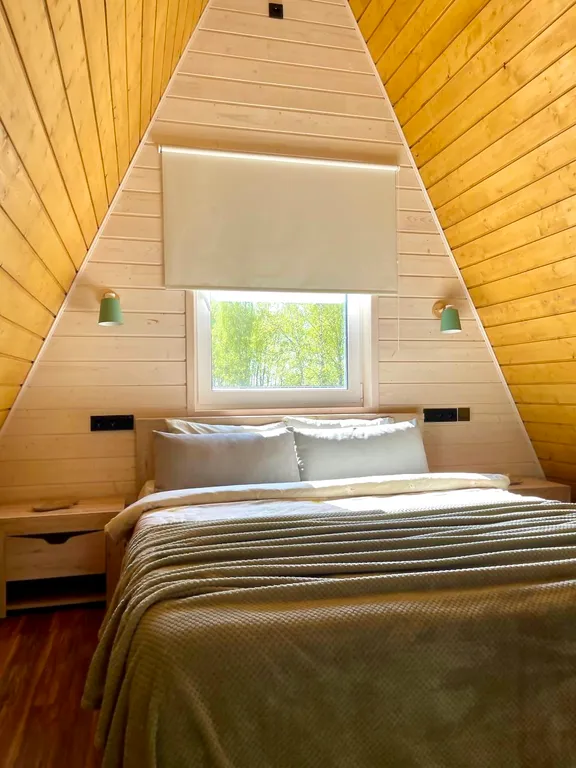 Чудесный домик A-frame с сауной Оливка