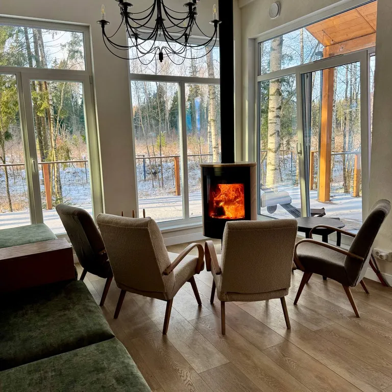 Уютный дизайнерский дом с сауной у самого леса