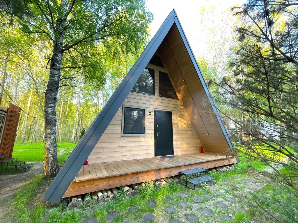Домик A-Frame с купелью