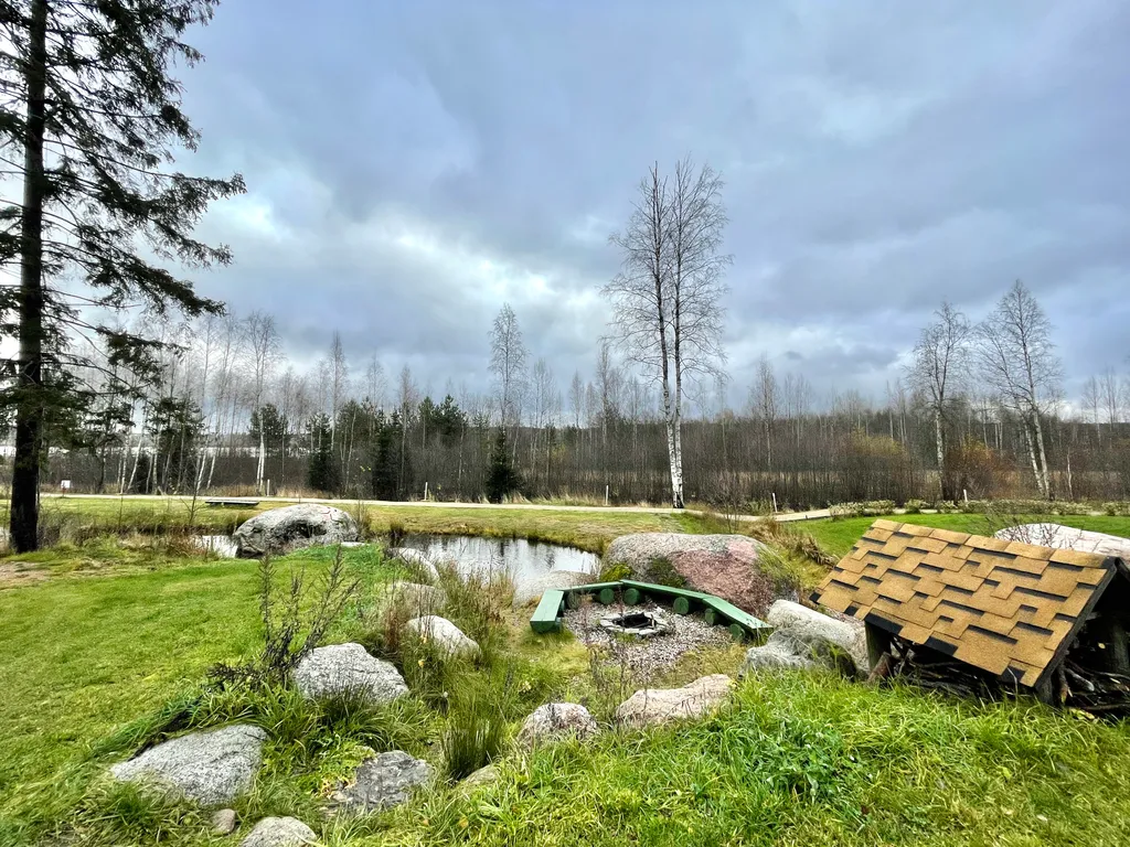 Коттедж с сауной и камином на берегу озера в сосновом лесу