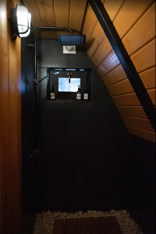 Хижина - треугольный дом в лесу