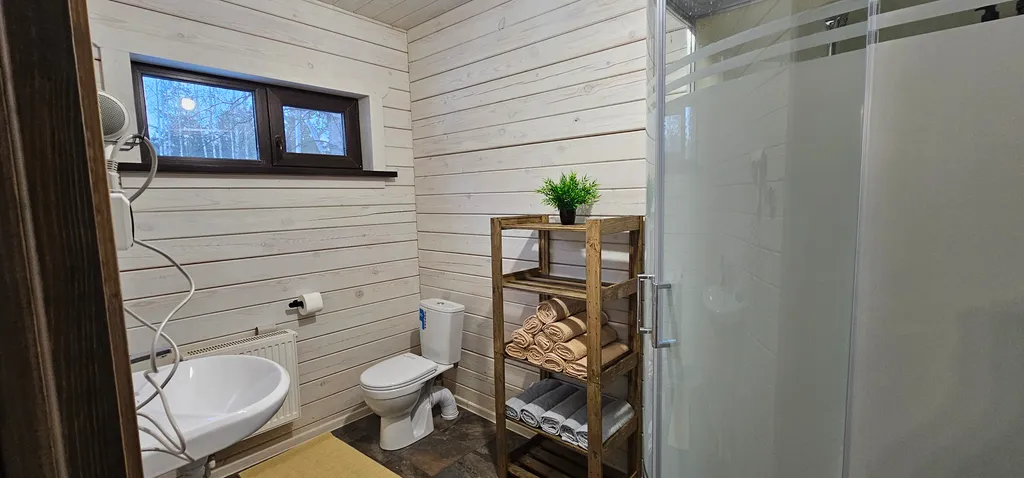 Дом и баня на дровах в сосновом лесу