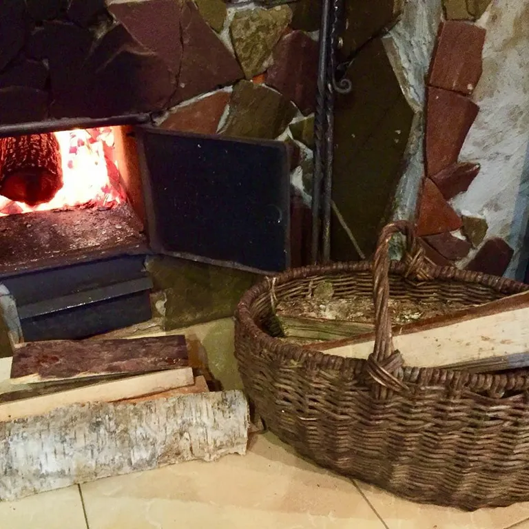 Уютный гостевой дом из бревна с видом на сад