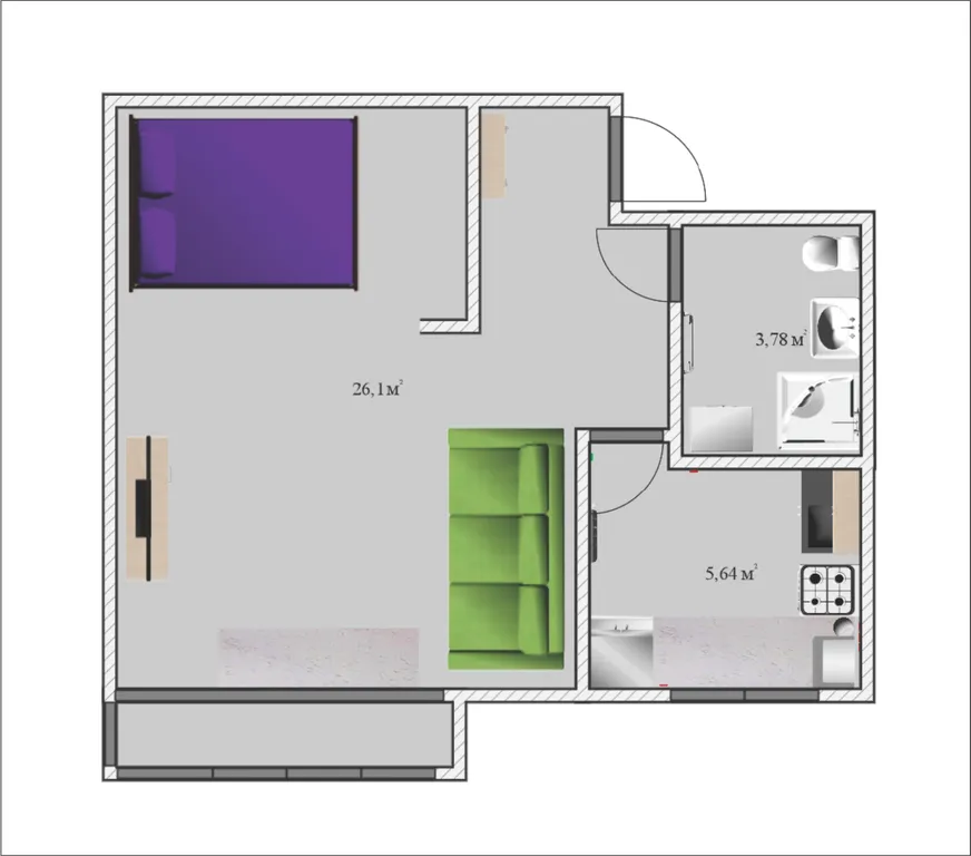 Квартира Однокомнатная квартира в центре — Калининград