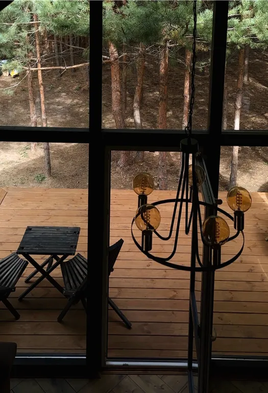 Барнхаус с панорамными окнами и банным чаном фурако