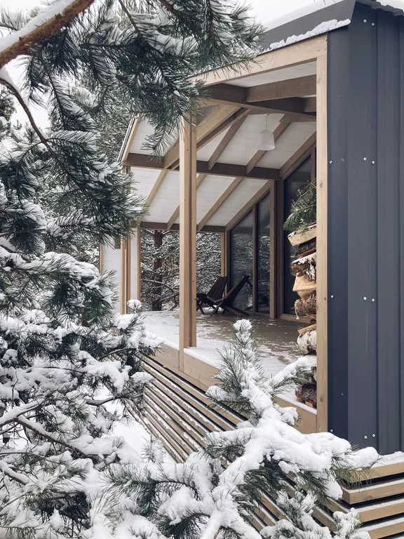 Коттедж Дубль дома с панорамными окнами на сосны — Семеновское