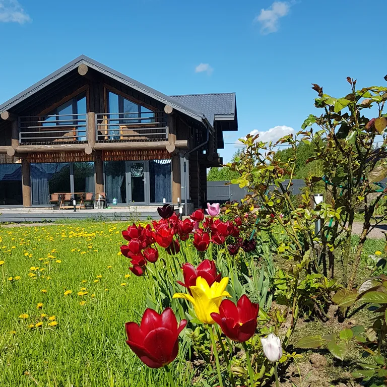 Большой дом с камином и террасой