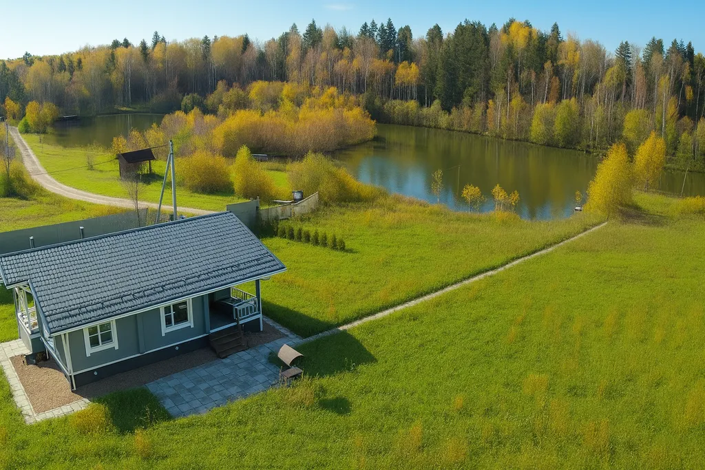 Коттедж Васнецово-озеро, коттедж на берегу озера в окружении леса — Ваньково