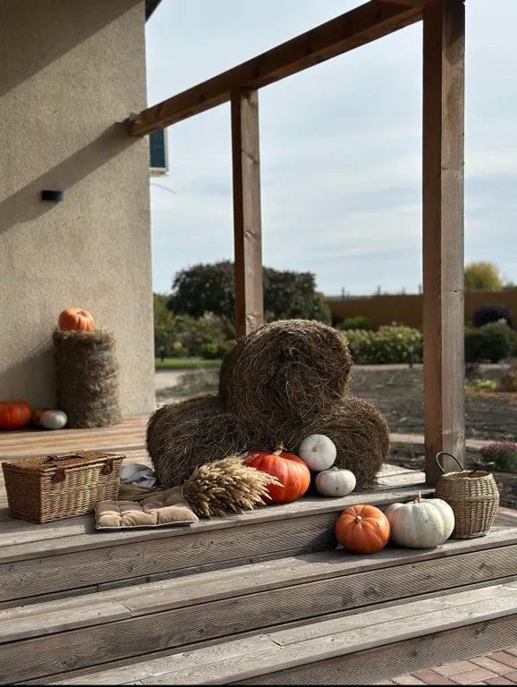 Дом-баня в красивом саду рядом с водоемом