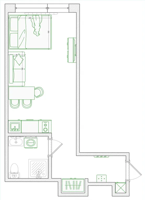 Современная студия в самом центре города с видом на море, бизнес класс