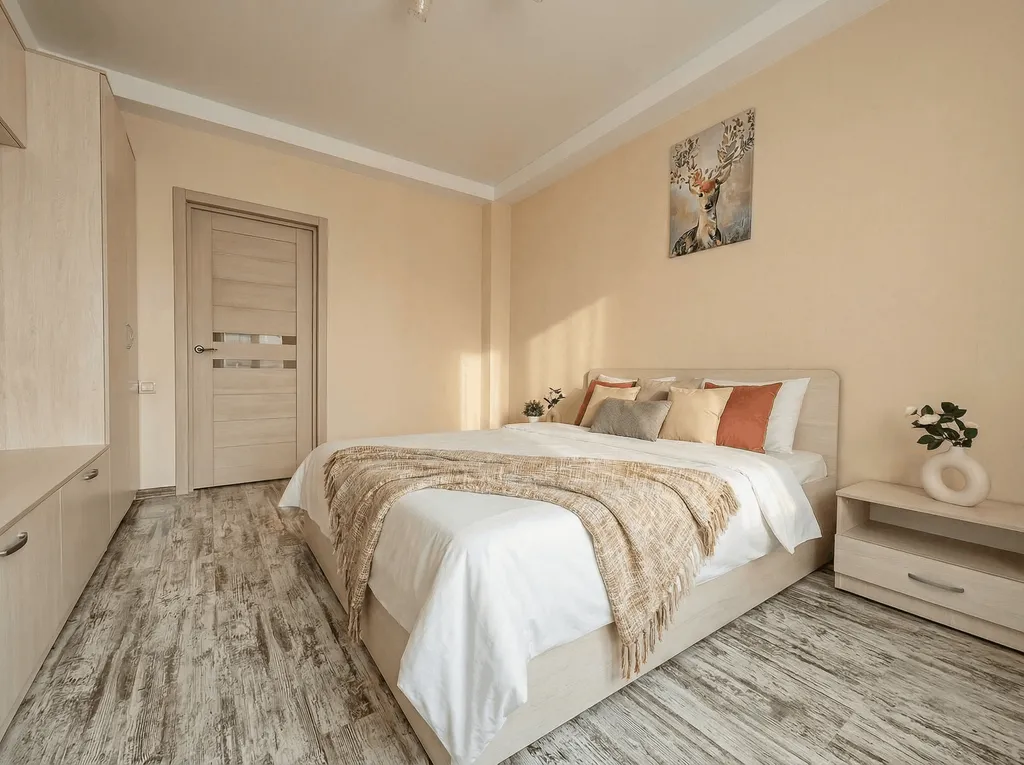 Евротрёхкомнатная квартира с балконом для 6 гостей