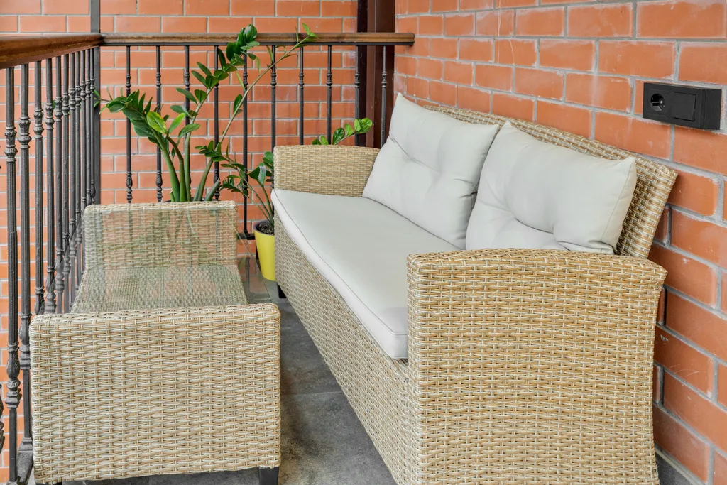 Квартира в элитном ЖК с плетеной мебелью на балконе от Juls Apart